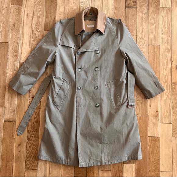 Vintage Brooks Brothers Belted Trench Coat Removable Wool Lining Size 40 - Picture 8 of 15